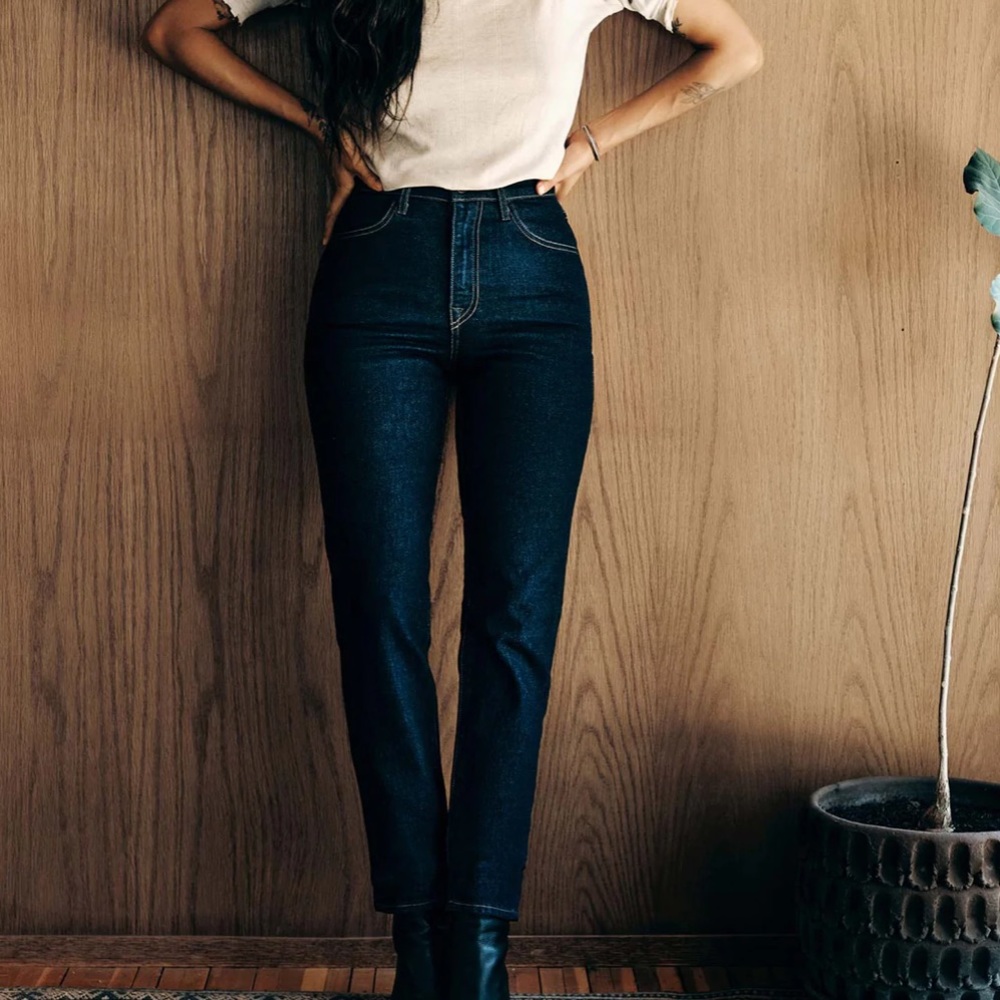 Elizabeth indigo rinse high rise denim